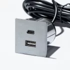 VersaPick, 1x USB A/C, négyzet alakú, rozsdamentes acél
