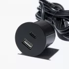 VersaPick, 1x USB A/C, kerek, fekete matt