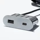 VersaPick, 1x USB A/C, ovális, rozsdamentes acél