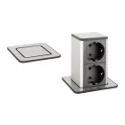STRONG PowerUp konnektor, 2x230V, Nemesacél, Schuko
