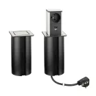 STRONG PowerUp konnektor, 1x230V, USB A/C töltó, Nemesacél, FR