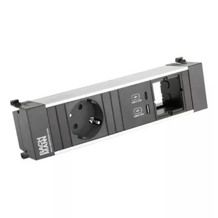 BACHMANN 916.503 zásuvková jednotka 1x 230V Schuko + USB A/C+ 1x volný modul
