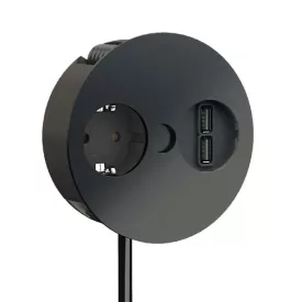   BACHMANN 931.131 Twist, 1x 230V + 1x USB- A/A, černá matná (RAL 9005), SCHUKO