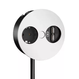   BACHMANN 931.231 Twist, 1x 230V + 1x USB- A/A, bílá matná (RAL 9010), SCHUKO