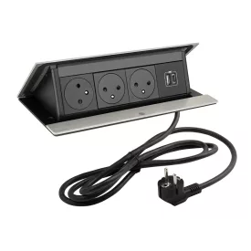 LEGRAND PopUp, 3x230V, 1x USB A/C, csiszolt alumínium