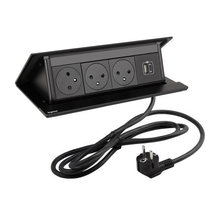 LEGRAND PopUp, 3x230V, 1x USB A/C, fekete mat