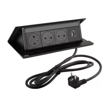 LEGRAND PopUp, 3x230V, 1x USB A/C, fekete mat