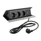 LEGRAND PopUp, 3x230V, 1x USB A/C, csiszolt alumínium, SCHUKO