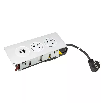 K- LEGRAND Disq'In 2x 230V + 1x USB A/C, bílá/bílá