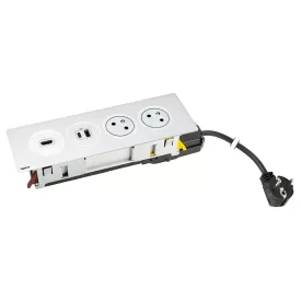   K- LEGRAND Disq'In 2x 230V + 1x USB A/C, HDMI, bílá/bílá
