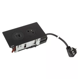   K- LEGRAND Disq'In 1x 230V + 1x USB A/C, černá/černá