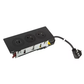   K- LEGRAND Disq'In 2x 230V + 1x USB A/C, černá/černá