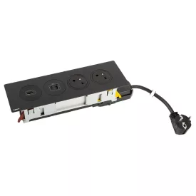   K- LEGRAND Disq'In 2x 230V + 1x USB A/C, HDMI, černá/černá