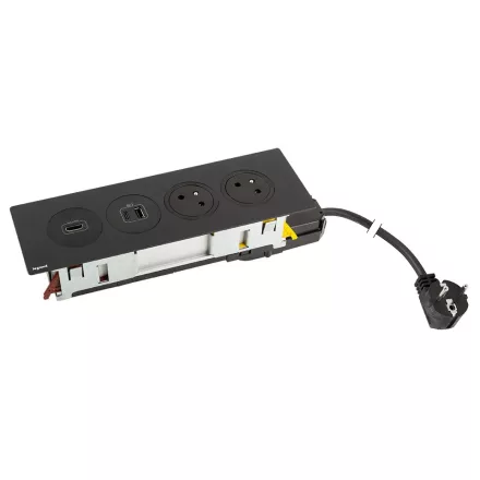 K- LEGRAND Disq'In 2x 230V + 1x USB A/C, HDMI, černá/černá