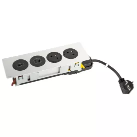   K- LEGRAND Disq'In 2x 230V + 1x USB A/C, HDMI, černá/nerez