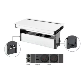   VersaFlap Mono 2.0, 2x 230V, 2x RJ45, 1x USB A/C, fehér matt