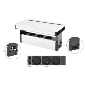 VersaFlap Mono 2.0, 3x 230V, 2x RJ45, fehér matt