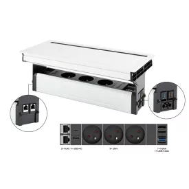   VersaFlap Mono 2.0, 3x 230V, 2x RJ45, 1xHDMI, 1xUSB A/C, 1x USB data, fehér matt