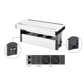   VersaFlap dual 2.0, 2x 230V, 2x RJ45, 1x USB A/C, fehér matt