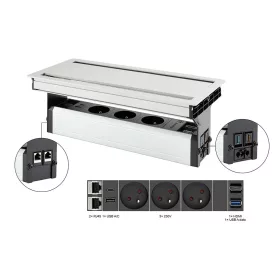   VersaFlap dual 2.0, 3x 230V, 2xRJ45, 1x HDMI, 1xUSB A/C, 1xUSB data, elox alum.