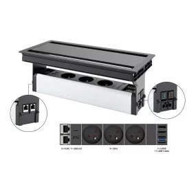   VersaFlap dual 2.0, 3x 230V, 2x RJ45, 1xHDMI, 1xUSB A/C, 1xUSB data, fekete matt