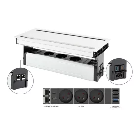   VersaFlap dual 2.0, 3x 230V, 2x RJ45, 1x HDMI, 1xUSB A/C, 1xUSB data, fehér matt