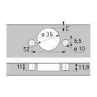 HETTICH 9313171 Novisys 105° TH52 ikerráütődő, tipli, PTO