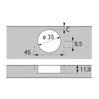 HETTICH 9313230 Novisys 105° TB45 ikerráütődő, csavar