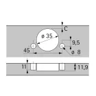 HETTICH 9313241 Novisys 105° TB45 közézáródó, tipli