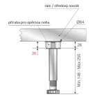Az ágy középső tartójának állítható támasztólába 148-250 mm