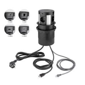   StrongPower El. zásuvka vysouvací,4x230V,1xRJ45,1xUSB A/C,HDMI,bezdr nab,schuko