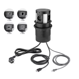   StrongPower El. zásuvka vysouvací,4x230V,1xRJ45,1x USB A/C,1xHDMI,bezdr nabíj,FR