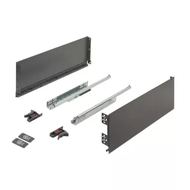   K-StrongMini fiók 185/500mm, csillapított teljes kihúzású fióksínnel 30kg, szürke