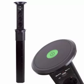 Konnektor Liftbox automata felhúzható 3-as + 2 USB, fekete