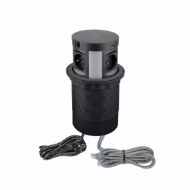   Konnektor Multibox 4-es + 2 USB + 2 RJ45 + induktív töltő, fekete