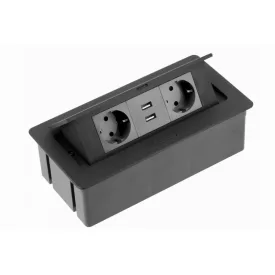 Konnektor felbillenő 2+2 USB, GTV, fekete, 240x120x73mm