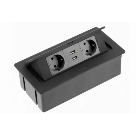 Konnektor felbillenő 2+2 USB, GTV, fekete, 240x120x73mm