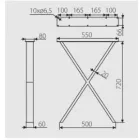 Design asztalláb, szögletes X, fekete matt 720mm