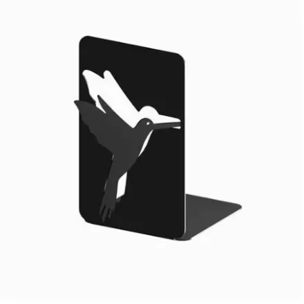 Könyvtámasz 3D kolibri minta, balos, fekete matt