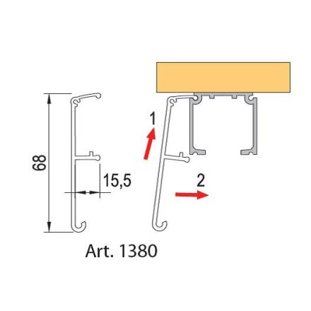 TERNO bbeltéri tolóajtó 40-120kg, takaró profil 1380/A/S 3m