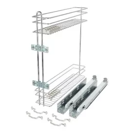   Riex GD34 oldalkosár, drótfenék, Blum teljes kihúzású rejtett fióksín, 3D állítás, jobb, W150, króm