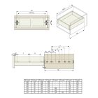 Riex NB45 golyós fióksín, teljes kihúzású, 30kg/28 kg, H45, 1.0*1.0*1.2 mm, 550 mm