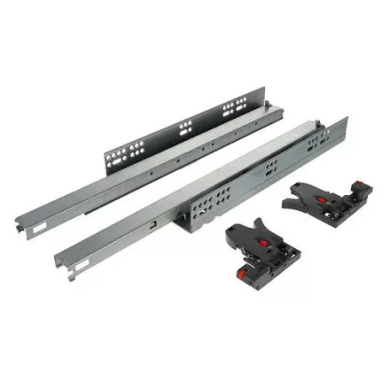 Riex NU80 rejtett fióksín, 16 mm, telj. kihúzású, csillapítással, szinkron., 40 kg, 500 mm, 3D áll.