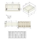 Riex NB55 BB golyós fióksín tartókkal, teljes kihúzású, 45 kg/42 kg, H45, 1.2*1.2*1.5 mm, 550 mm