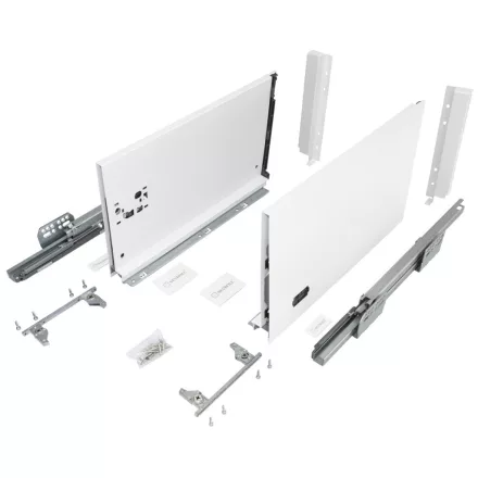 SEVROLL 223494-18 V-BOX 18 3D SLIM csillapított fiókrendszer H-238 L-500mm, fehér, 18mm-es bútorlaphoz