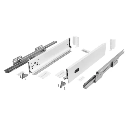 SEVROLL 223455-18 V-BOX 18 3D SLIM csillapított fiókrendszer H-95 L-350mm, fehér, 18mm-es bútorlaphoz